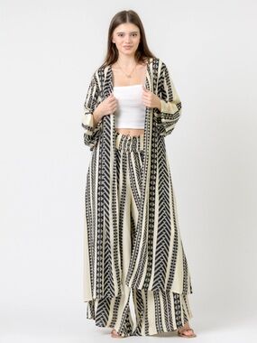 R1-RHEA BOHO Striped Elegant Duster SET